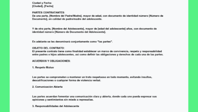 Modelo De Contrato Entre Padres E Hijos Adolescentes