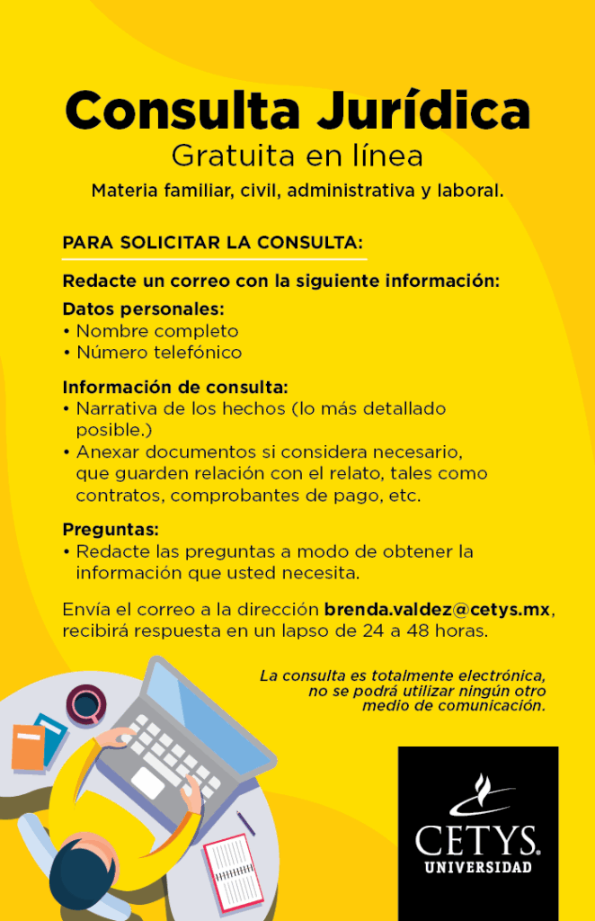 ¿Dónde puedo conseguir asesoría legal gratuita en México? 1 Centro de Asesoría Legal de CETYS ofrece apoyo en línea como ...